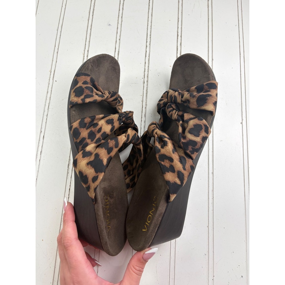 Vionic Leopard Print Triple Knot Park Rizzo Wedge Sandals Women's Size 8-8.5 - Picture 8 of 9